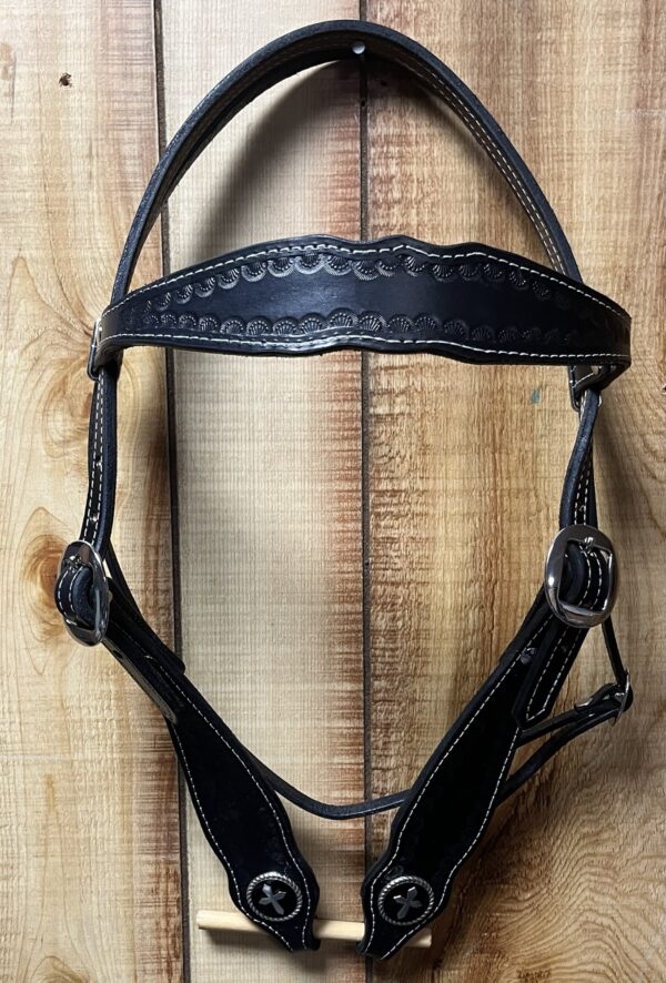 Scalloped Round Border Stamped Headstall